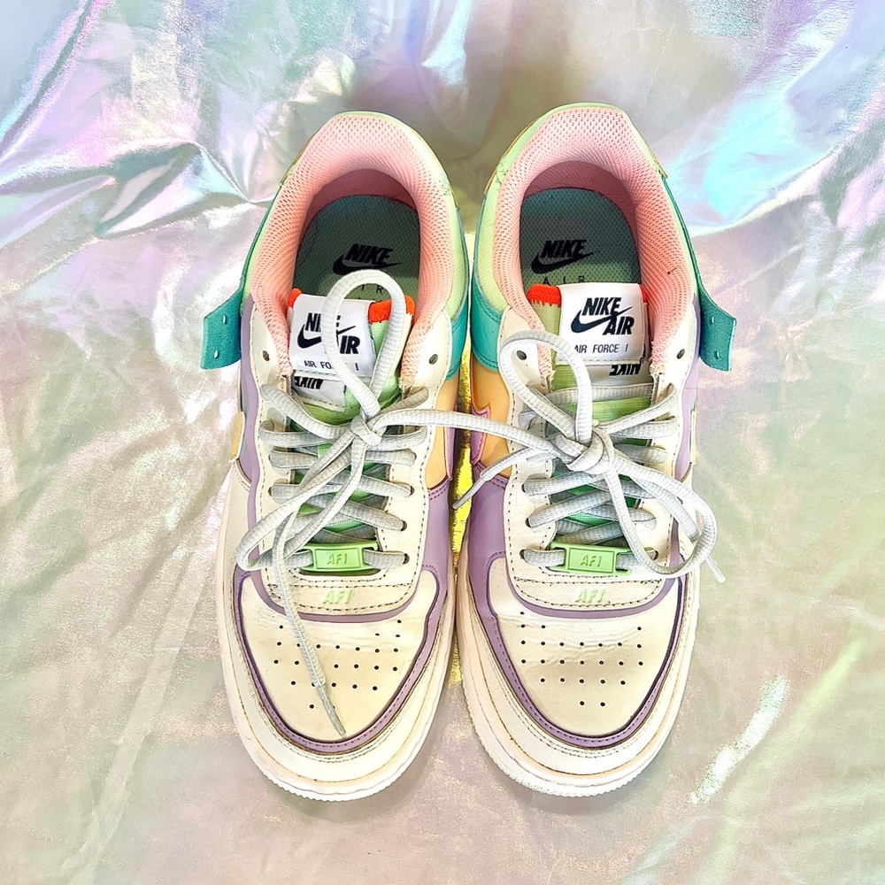 Nike Women's Pastel Ivory Air Force 1 Shadow Sneakers - Picture 5 of 8